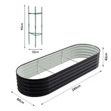 Anthracite 240cm Oval Shaped Galvanized Steel Raised Garden Bed
