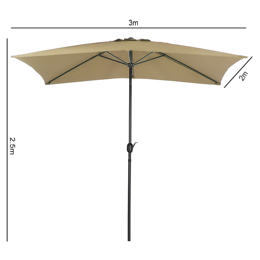 250 cm H Outdoor Waterproof Rectangular Parasol, with Round Base