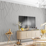 Silver Grey Non Woven Embossed Geometric Wallpaper