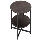 Walnut Small Round Coffee Table with 2 Tier