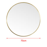 Modern Wall Mounted Slim Frame Round Mirror, Gold 70cm