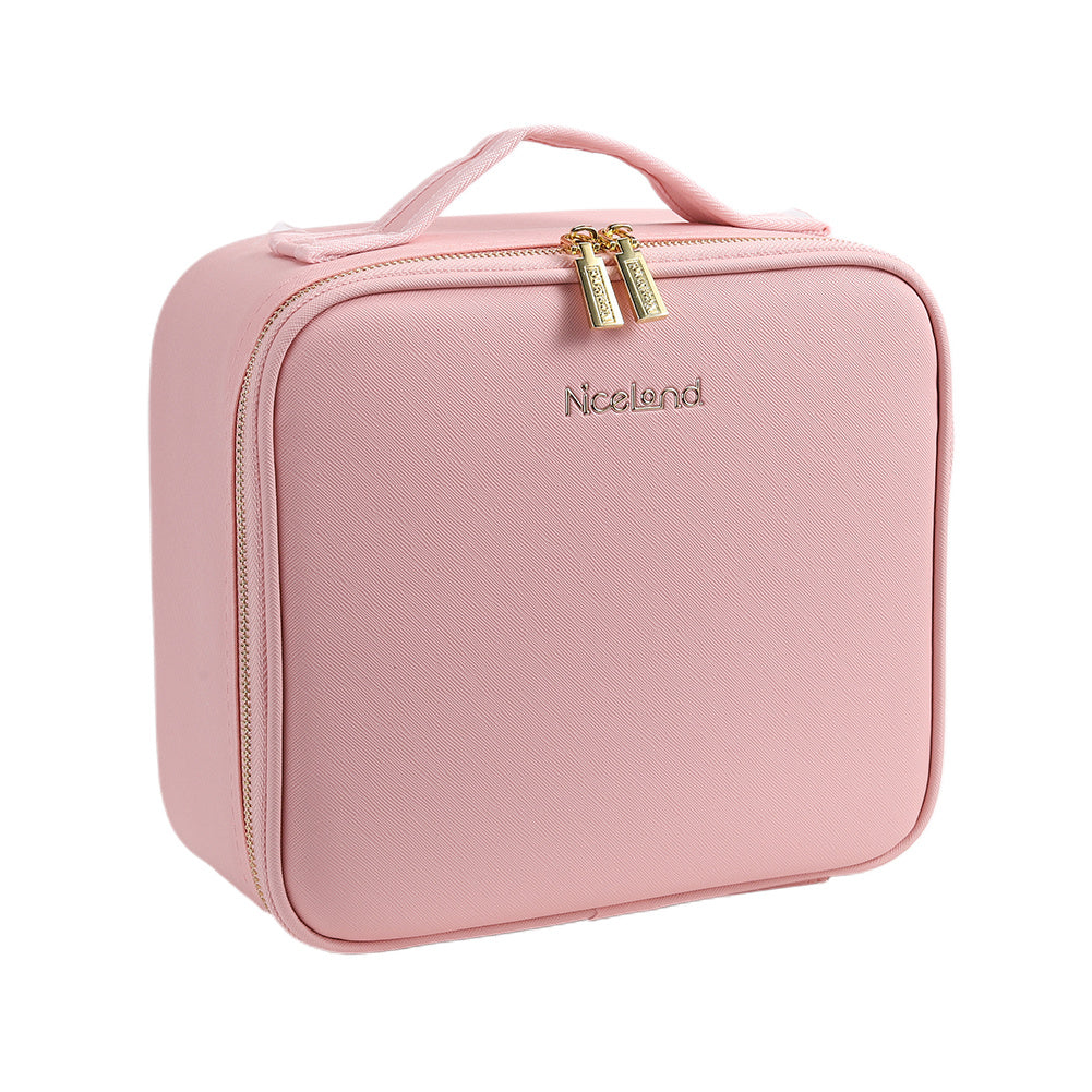 Pink Large Travel Makeup Bag with LED Mirror