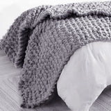 120x180CM Hand Woven Chenille Blanket for Couch and Bed,Grey