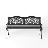 Black Metal Frame Wood Garden Bench