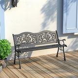 Black Metal Frame Wood Garden Bench