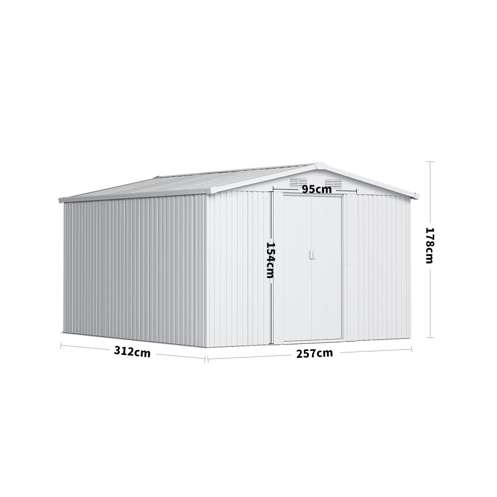 10ft x 8ft Metal Garden Shed Outdoor Tool shed,Dark Grey