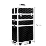 Black 3 in 1 Diamond Pattern Cosmetic Makeup Train Case
