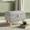 2-in-1 Linen Storage Organizer Ottoman Footstool with Cushion and Rubberwood Legs