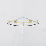 Gold Set of 2 Bathroom Glass Corner Shelf Wall Mounted