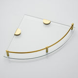 Gold Set of 2 Bathroom Glass Corner Shelf Wall Mounted