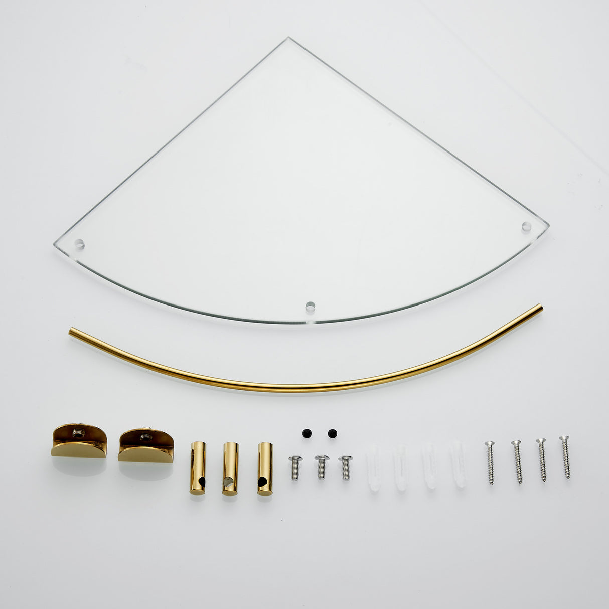 Gold Set of 2 Bathroom Glass Corner Shelf Wall Mounted