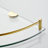 Gold Set of 2 Bathroom Glass Corner Shelf Wall Mounted
