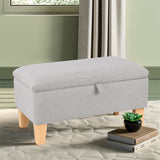 71CM Linen Storage Organizer Ottoman Footstool Light Grey