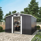 10ft x 8ft Metal Garden Shed Outdoor Tool shed,Dark Grey