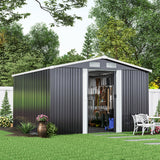 10ft x 8ft Metal Garden Shed Outdoor Tool shed,Dark Grey