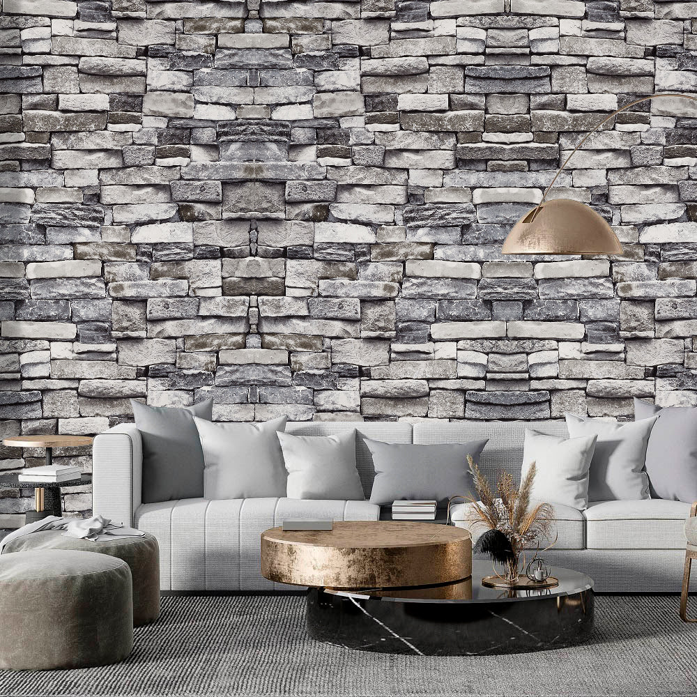 950cm 3D Waterproof PVC Wallpaper Roll Faux Brick Home Decor
