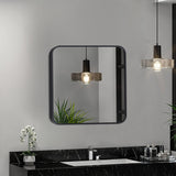 Black 40cm Square Wall Mirror with Aluminum Alloy Frame