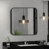 Black 60cm Square Wall Mirror with Aluminum Alloy Frame