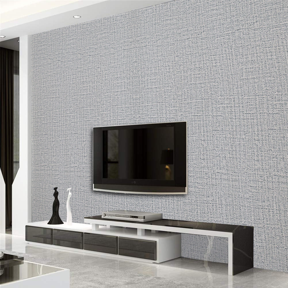 Grey Linen Textured PVC Self-adhesive Wallpaper