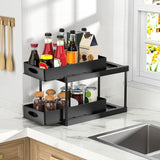 Black 2 Tier Under Sink Pull Out Storage Organizer