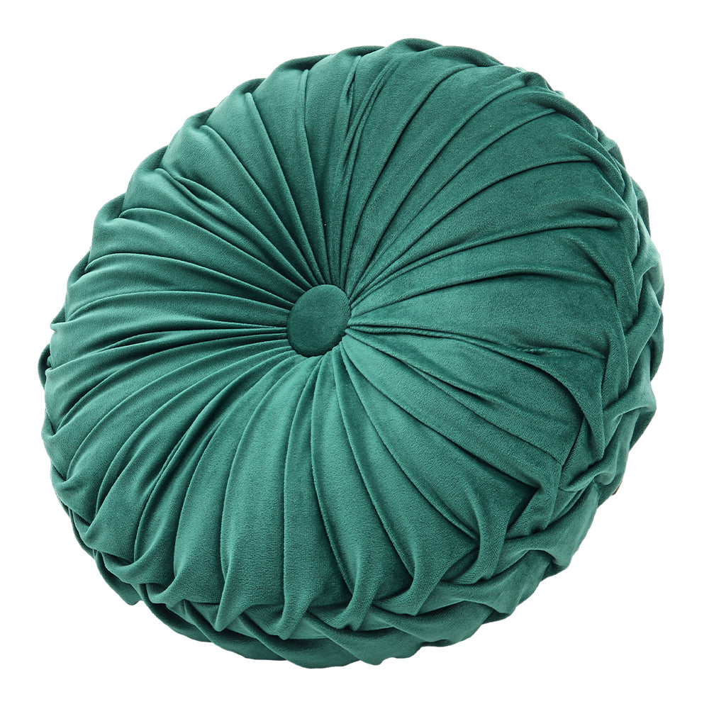 Velvet Round Floral Wrinkle pillow Cushion, Dark Green 45CM
