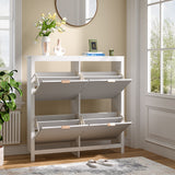 White Flip Down Wooden Shoe Cabinet