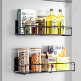 Black 2Pcs Magnetic Fridge Storage Shelf with Hooks