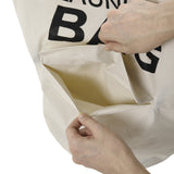 Beige Adjustable Straps Laundry Backpack Bag Portable Storage Clothes Bag