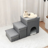 3 Step Foldable Pet Dog Cat Ladder Storage Box with a Nest