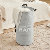 Grey Adjustable Straps Laundry Backpack Bag Portable Storage Clothes Bag
