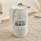 Beige Adjustable Straps Laundry Backpack Bag Portable Storage Clothes Bag