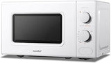 White 700W 20L Countertop Microwave Oven with Dual Knob