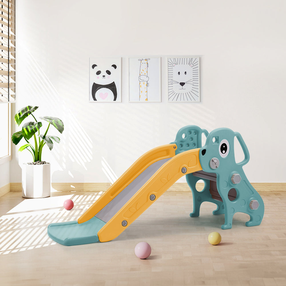 Green Freestanding Puppy Indoor Outdoor Toddler Slide