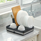 Black Kitchen Expandable Organizer Dish Drainer Rack