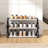 Black Foldable 3 Tier Metal Shoe Rack