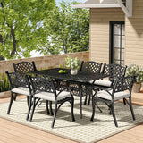 Black Set of 7 Retro Garden Cast Aluminum Table Set