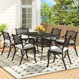 Black Set of 7 Retro Garden Cast Aluminum Table Set