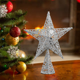 Iron Christmas Tree Topper Star Ornament Home Decor, Silver 20x30CM