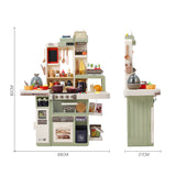 Green Play Kitchen Set With 88PCS Kitchen Accessories
