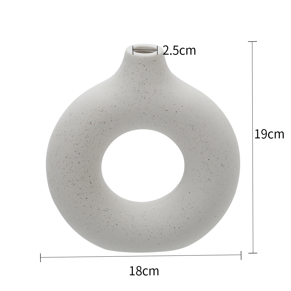 18cmW x 19cmH Nordic Style Ceramic Round Vase in White