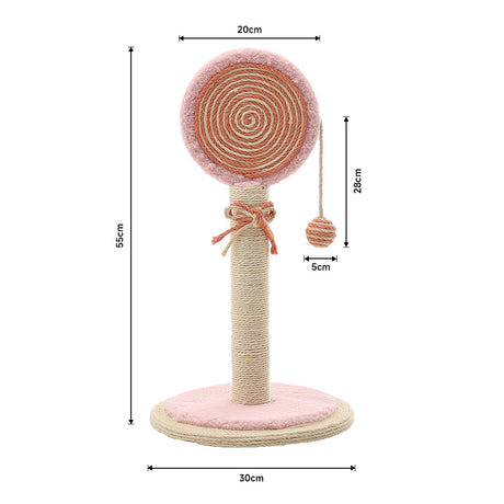 Sisal Lollipop Cat Scratching Post with Cat Toy Ball