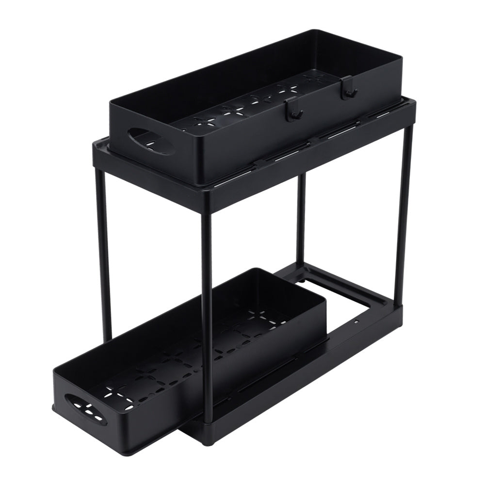 Black 2 Tier Under Sink Pull Out Storage Organizer