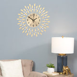 Large 3D Wall Clock Art Metal Diamond Decoration, Gold