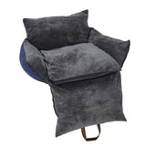 Plush Pet Car Seat Bed with Handle and Adjustable Strap, Blue