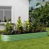 Light Green 320cm Oval Shaped Galvanized Steel Raised Garden Bed