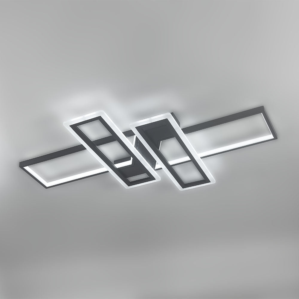 Geometric Black Frame LED Ceiling Light 90x60