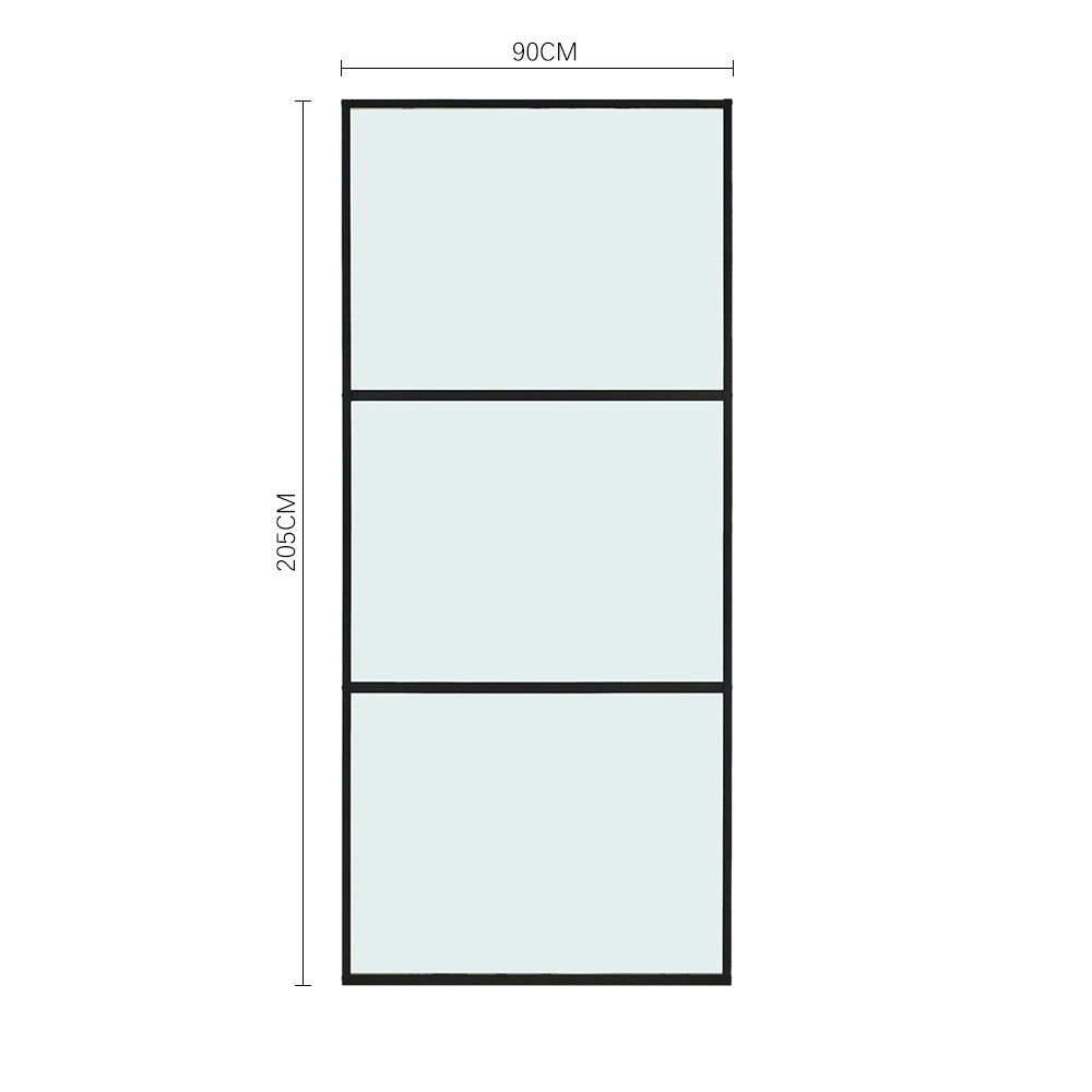 3 Frosted Glass Black Barn Door with Sliding Hardware Kit
