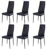 1.2M Black Glass Dining Table with Set of 6 Faux Leather Dining Chairs