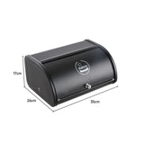Black Metal Roll Top Bread Container for Kitchen Countertop