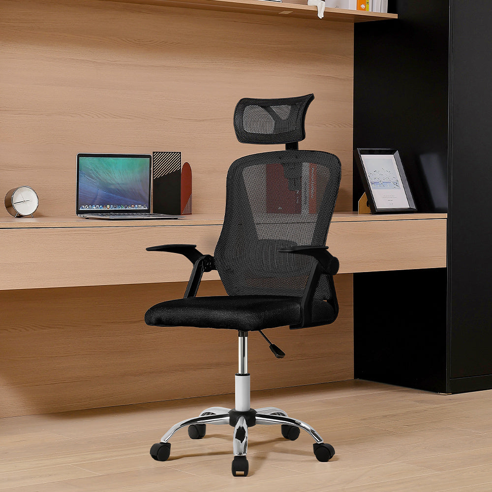 Swivel Office Chair with HeadrestBlack